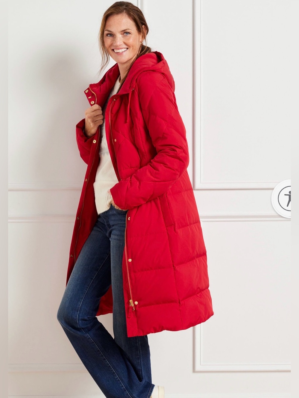 NWT Talbots Hooded Red Down Puffer Coat Large